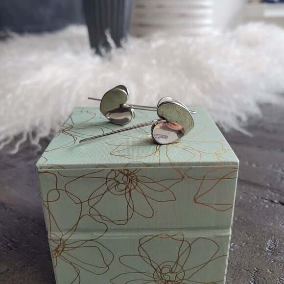 UNKNOWN Jewelry - Sterling silver, flutter hearts on shepherds hook earrings